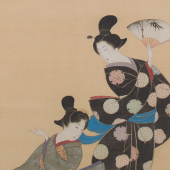 Suzuki Kiitsu, Tänzerinnen (Detail), Japan, 1. H. 19. Jh., Hängerolle, MK&G, Erworben mit Mitteln der Campe’schen Historischen Kunststiftung aus der Sammlung Walter Gebhard, Foto: MK&G, Tobias Eckmann