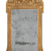 A GEORGE II GILTWOOD AND GILT-GESSO MIRROR IN THE MANNER OF WILLIAM AND JOHN LINNELL, CIRCA 1740, Starting Bid USD 5,000 Estimate USD 7,000 - USD 10,000