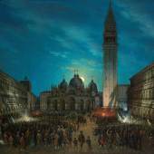  The Piazza San Marco during Carnival by Moonlight - Leone Colle, Charles Beddington, charlesbeddington.com