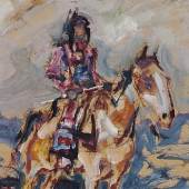 Blackfeet-Krieger zu Pferde, 1913/14, Julius Seyler