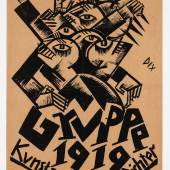 Otto Dix, Plakat für die erste Ausstellung der Dresdner Sezession - Gruppe 1919 im April 1919, Lithografie, Kupferstich-Kabinett, Staatliche Kunstsammlungen Dresden Foto: Andreas Diesend © VG Bild Kunst Bonn 2019