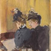 Sigmund Walter Hampel: Zwei Damen im Kaffeehaus, um 1893 10,1 x 6,2 cm, Aquarell auf Papier (ALBERTINA, Wien) © Foto: ALBERTINA, Wien