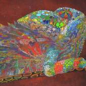 	 Slide7 LSD. Peacock. Arata Higuchi. Mineral painting on paper panel. $2,100