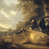 Aelbert Cuyp, Landscape with cows and a young herdsman, ca. 1650-1670