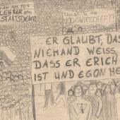 Ausschnitt aus einer Schülerzeichnung zu den Dresdner Montagsdemonstrationen, um 1990, © Foto: Stadtmuseum Dresden