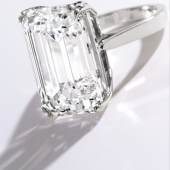 Platinum and Diamond Ring: Emerald-cut diamond of 15.37 carats, D color, VVS 1 clarity, Type IIa and potentially internally flawless