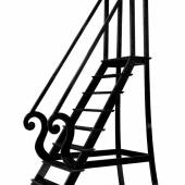 Lot: 5 A black relacquered wood library step ladder, late 19th century - early 20th century | Escalier de bibliothèque en bois et placage de bois relaqués noir, fin XIXeme siècle - début du XXeme siècle  Estimate:  2,000 to - 3,000 EUR