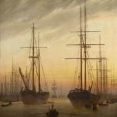 Caspar David Friedrich: Hafen, 1815/1816, Öl auf Leinwand © SPSG / Wolfgang Pfauder 