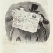 Honoré Daumier (1808–1879) La lecture du Charivari (Die Lektüre des Charivari), 1840 Kreidelithografie (Zeitungsdruck) 367 x 249 mm © Privatsammlung