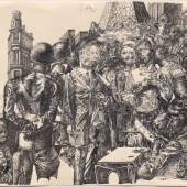Werner Tübke, Straße in Brüssel (mit Selbstbildnis), 1965 