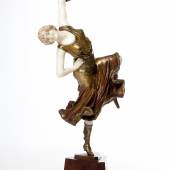 Claire Colinet (1880 - 1950) „Danseuse mexicaine“ Bronze, Elfenbein signiert auf Plinthe, originaler Marmorsockel, H: 32 cm  Zur Verfügung gestellt von: Galerie & Kunsthandel Dr. Sternat