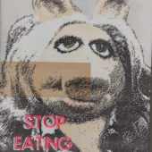Jan M.Petersen, Stop Eating AnimalsStop Eating Animals, FARBUNIKAT, edition von 12 Ex., 2022, 16 x 22 x 3 cm, holz, acryl, wachs. 100 €