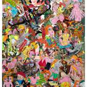 Keiichi Tanaami, Body and Mind's Eye, 2018 Cut digital canvas print, ink, color pencil, acrylic paint, old magazine scrap on canvas, 194 x 130 cm, ©Keiichi Tanaami, Courtesy of the artist and Nanzuka