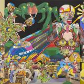 Keiichi Tanaami, Space Walking, 2018 Cut digital canvas print, ink, color pencil, acrylic paint, old magazine scrap on canvas, 220 × 400 cm, ©Keiichi Tanaami, Courtesy of the artist and Nanzuka