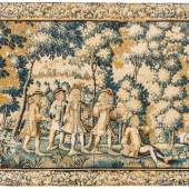 Nr. 41 Tapisserie Oudenaarde (Niederlande) um 1670, aristokratische Figurengruppe beim Bogenschießen € 7.000