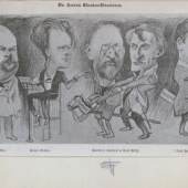 Die Herren Theaterdirektoren Zeitgenössische Karikatur in: Die Zeit, 1903 © Österreichische Nationalbibliothek, Bildarchiv 