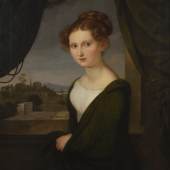 TISCHBEIN, Carl Wilhelm: Portrait Maria MAgdalena Soemmering, née Wenzel (oil/canvas with signature, 1819, monogram, 1 small restored spot with back bonding). Mindestpreis:	240 EUR