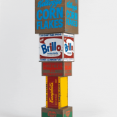 Tom Sachs, Figurative Tower, 2021. Synthetic polymer on bronze. 191.1 x 53.3 x 53.3 cm (75.24 x 20.98 x 20.98 in)