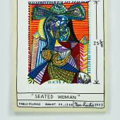 Tom Sachs Seated Woman, 2023 Synthetic polymer and Krink on canvas 101,6 x 76,2 x 3,8 cm (40 x 30 x 1,5 in) (TSA 1478)