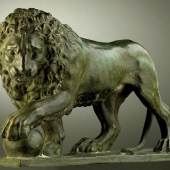 Pietro Simoni Da Barga (documented 1571–89) The Medici Lion Bronze, verdigris patina all’antica. 19.7 cm high 33. 4 cm long Base, 4.5 cm high