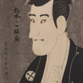 TOSHUSAI SHARAKU (ACT. 1794-95)Actor Ichikawa Komazo III as Shiga DaishichiWoodblock print with silver mica ground, signed Toshusai Sharaku gaand titled, published by Tsutaya Juzaburo (Koshodo), 5th month 1794 Vertical oban: 14.1/2 x 9.1/2 in. (36.8 x 24.1 cm.)Estimate: $240,000-280,000