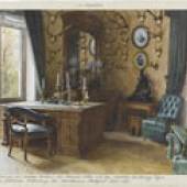 Adolph Treidler Rauchzimmer im neuen Anbau der kleinen Villa Berg, um 1885 Aquarell und Deckweiß über Bleistift 28,4 x 39,1 cm Staatsgalerie Stuttgart