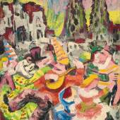Fritz Schaefler (1888 – 1954) Trümmerkarneval | um 1945 | Öl und Eitempera auf leichtem Karton | 35,5 x 25,3 cm