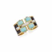 Turquoise, Enamel and Diamond ‘Bastille’ Cuff-Bracelet, David Webb
