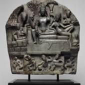 Nepal, 12. Jahrhundert Der hinduistische Gott Shiva in seiner Erscheinung als liebevoller Gemahl.
