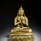Losnummer 22: Eine Bronzefigur mit Gold- und Silbereinlagen des Gayadhara, Tibet, ca. 15. Jahrhundert. Schätzpreis 100.000/150.000 $