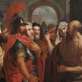 Utrechter Meister des 17. Jhs. Diogenes sucht einen Menschen auf dem Markt von Athen.Öl/Lwd. 132 x 209 cm. - Lot 6 Aufrufpreis 10.000.- EUR