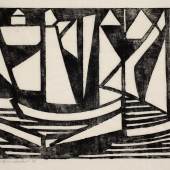 Komposition no. 18, 1915, Holzschnitt auf Papier, 19,9 x 27,8 cm (Bild), 35,2 x 47,8 cm (Blatt), Kunstmuseum Den Haag, Foto: Kunstmuseum Den Haag