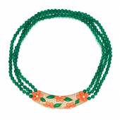 Van Cleef & Arpels Chrysopras-Korall-Diamant-Collier Taxe: € 26.000 – 35.000  Ergebnis: € 34.000