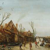 Esaias van de Velde d.Ä. (1587 – 1630) Landschaft mit Schlittschuhläufern Öl auf Holz | 28,5 x 40cm Ergebnis: 230.400 Euro 