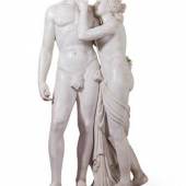 Venus und Adonis, Venus und Adonis, nach Antonio Canova. Rechteckiger Plinthensockel. Weißer Marmor. H 170 cm  Ausrufnummer: 1519  Ausrufpreis: 6500 Euro