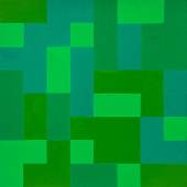 Vera Molnar, Formes Vertes (Green Shapes), 1969, gouache, 60 × 60 cm 