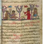 Vipernjagd mit ausgestopften Strohpuppen, Theriakbuch (arab.), Mosul(?), um 1220–40 – © Österreichische Nationalbibliothek