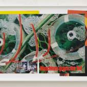 Virginia Ariu, „Maschines Gegen den Tod ”, newspaper crops, polaroid, pigment on canvas 62.7 x 37.2 cm, 2023