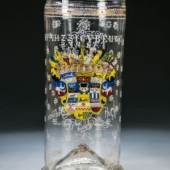 Wappenhumpen Sachsen, datiert "1702" Graustichiges Glas mit hochgestochenem Boden. Schätz:	4.000 - 4.500 €