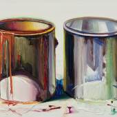  Wayne Thiebaud, Two Paint Cans, 1987  Öl auf Papier auf Karton aufgezogen, 34,9 x 50,5 cm Sammlung der Wayne Thiebaud Foundation © Wayne Thiebaud Foundation/2022, ProLitteris, Zurich Foto: Matthew Kroening 