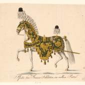 Pferdegeschirr für die Kaiser-Schlitten Kolorierter Kupferstich Journal des Luxus und der Moden April 1815 Kaiserliche Wagenburg Wien © KHM