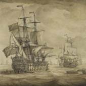 Willem I van de Velde Englische Kriegsschiffe Grisaille auf Leinwand, 1680er Jahre 56,2 x 63,5 cm (22.1 x 25 in) Schätzpreis: € 70.000-90.000