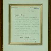 Sir Winston Churchill Typed letter signed, to Vivien Leigh, 28, Hyde Park Gate, London, 18 July 1957 Estimate £2,000-3,000