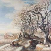 Van Alsloot, Denijs (um 1570 Mechelen - um 1626 Brüssel) - Winterlandschaft vor Kastell Tervuren, um 1618, Öl auf Eichenholztafel, gedünnt, ca.54x68cm, Aufrufpreis:	70.000 EUR