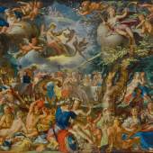 Joachim anthonisz. Wtewael  A Banquet of the Gods signed lower left: J(?) V WÆL FECIT oil on copper, set into an early seventeenth century oak panel 6⅛ by 8⅛ in.; 15.5 by 20.5 cm. Estimate $5/7 million