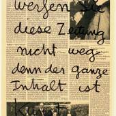 Ben Vautier, Das Schicksalsjahr 1947, 1973 Tusche auf Zeitungs- papier, 53 x 34 cm Privatsammlung, Zürich, © Ben Vautier / 2023, ProLitteris, Zurich*