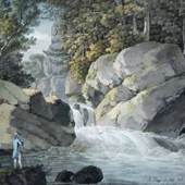 Adrian Zingg, Am Wasserfall (Detail), 1785 Dresden, Kupferstichkabinett
