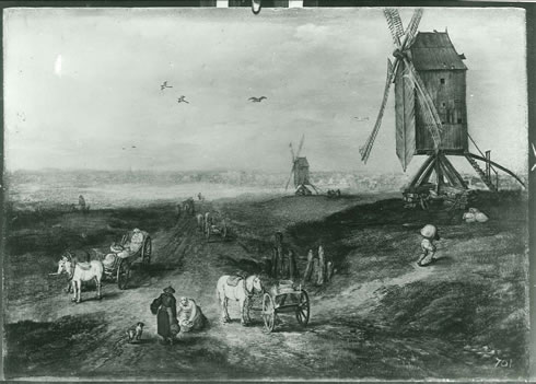 Jan Brueghel der Ältere, „Ebene mit Windmühlen“