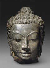 Kopf des Buddha Thailand, Suphanburi, Wat Pe Pratat, 7./9. Jh.