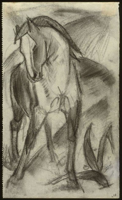 Franz Marc Junges Pferd in Berglandschaft 1910/11 Bleistift auf Papier 17 x 10,2 cm Stiftung Etta und Otto Stangl